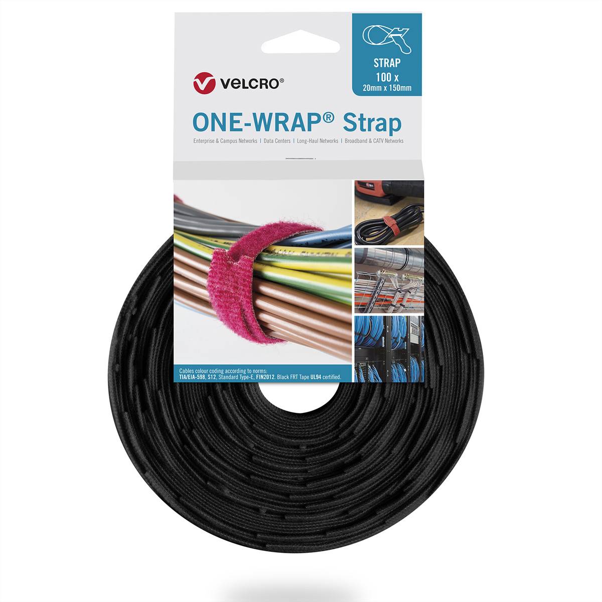 VELCRO Kabelbinder Klittenbandriem Zwart 1 stuk(s)