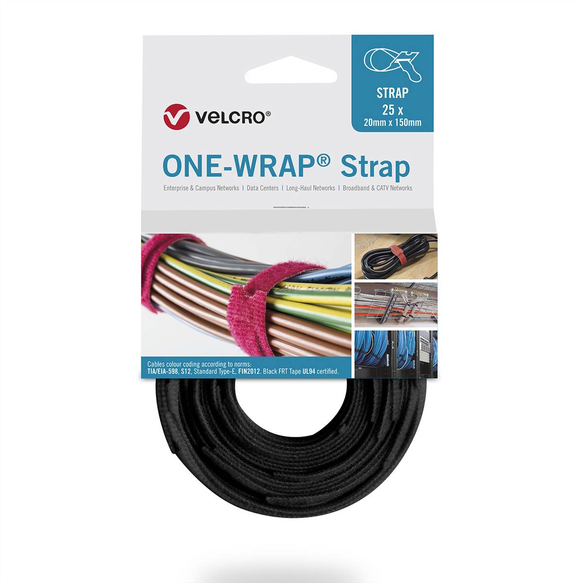 VELCRO Kabelbinder Klittenbandriem Zwart 1 stuk(s)
