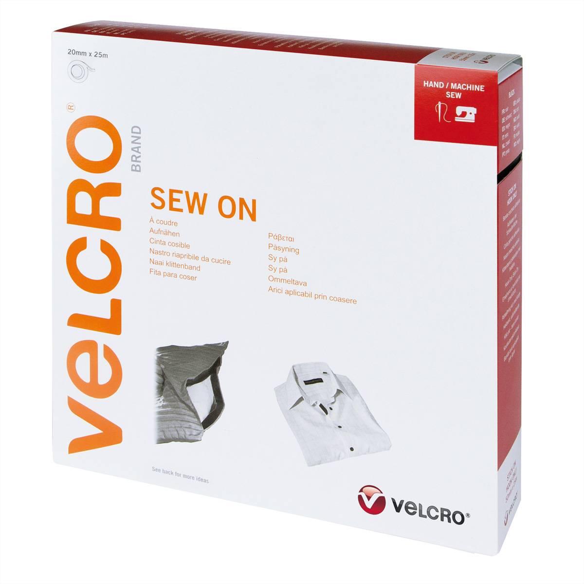 VELCRO VEL-EC60287, Schwarz, 20 mm, 25 m, 1 St&uuml;ck(e), Box Klittenband Zwart 1 stuk(s)