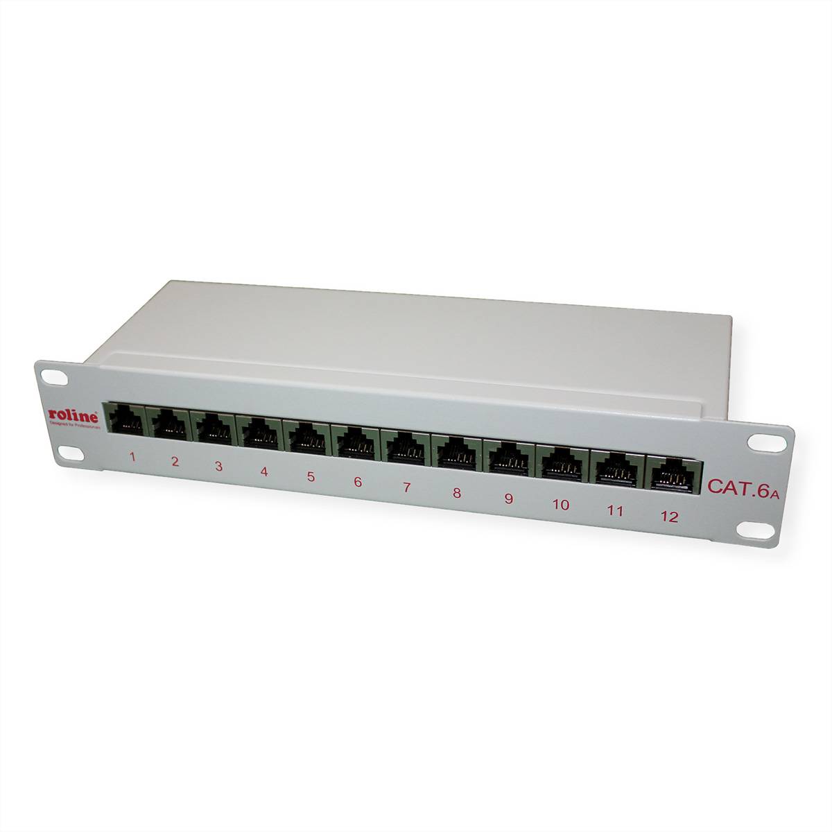 Roline 10-Zoll Patchpanel 12 Ports, Cat. CAT 6A 1 HE Grijs