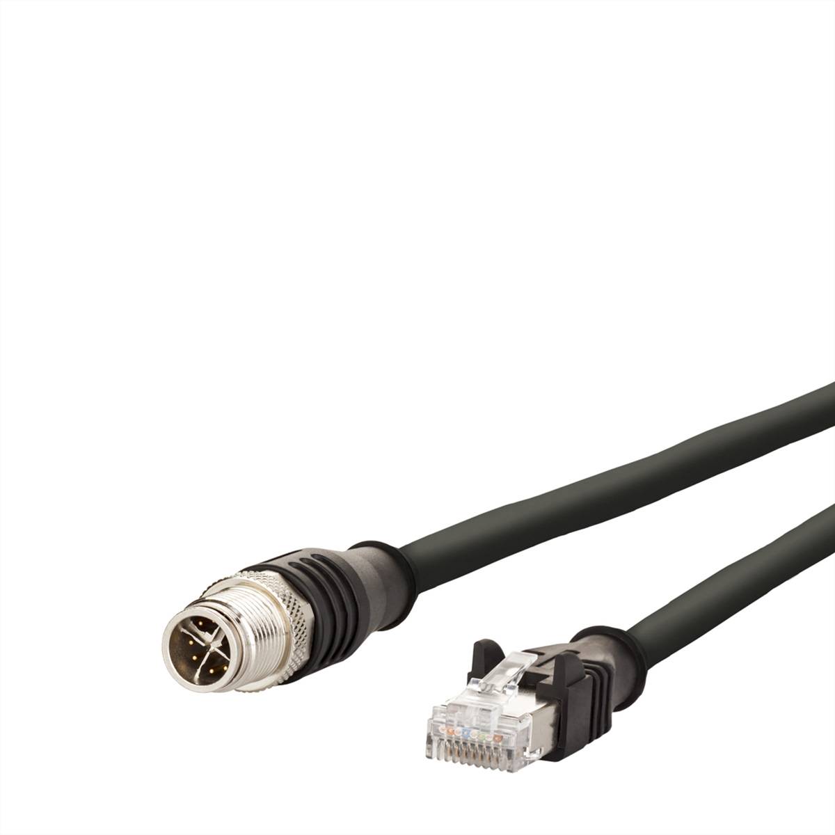 Metz Connect 142M5X15050 M12 sieťové káble, prepojovacie káble CAT 6A SF/FTP 5.00 m čierna odolný proti oleju, krytie PU-0