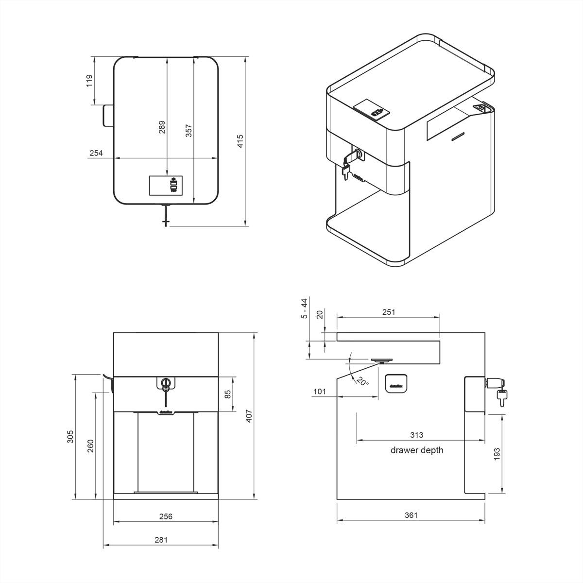 Dataflex DATAFLEX Bento® desktop locker, 500, wei Zásuvka pod stôl biela-2