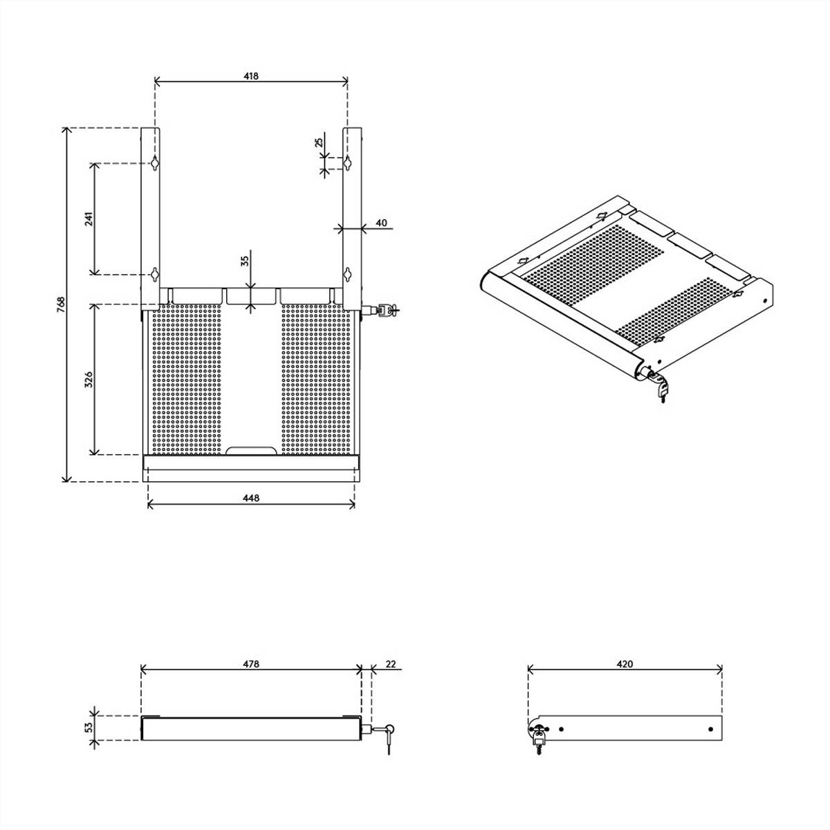 Dataflex DATAFLEX Addit Laptop Sicherheits-Schubl Zásuvka pod stôl strieborná (metalíza)-1