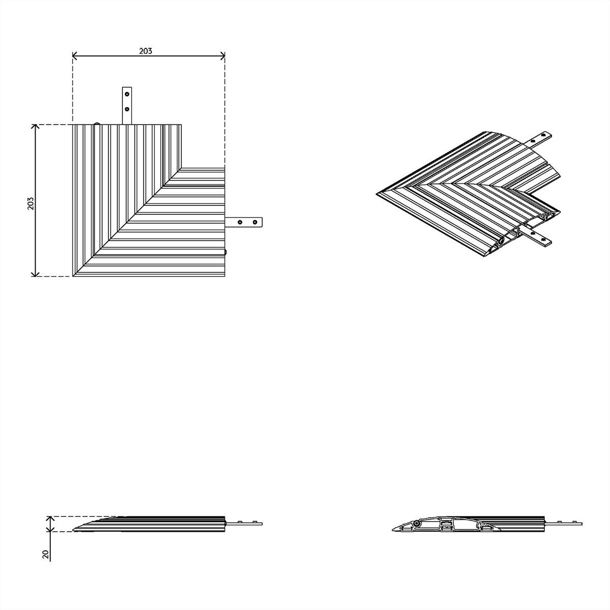 Dataflex Káblová lišta hliník strieborná (metalíza) (d x š x v) 203 x 203 x 20 mm 1 ks 31.482-1