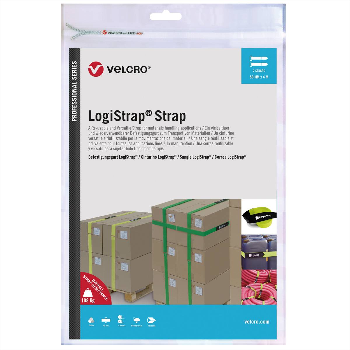VELCRO  Logistrap 50mm x 4m 2 St. Gelb VEL-PS20024 Klittenbandriem Geel 1 stuk(s)