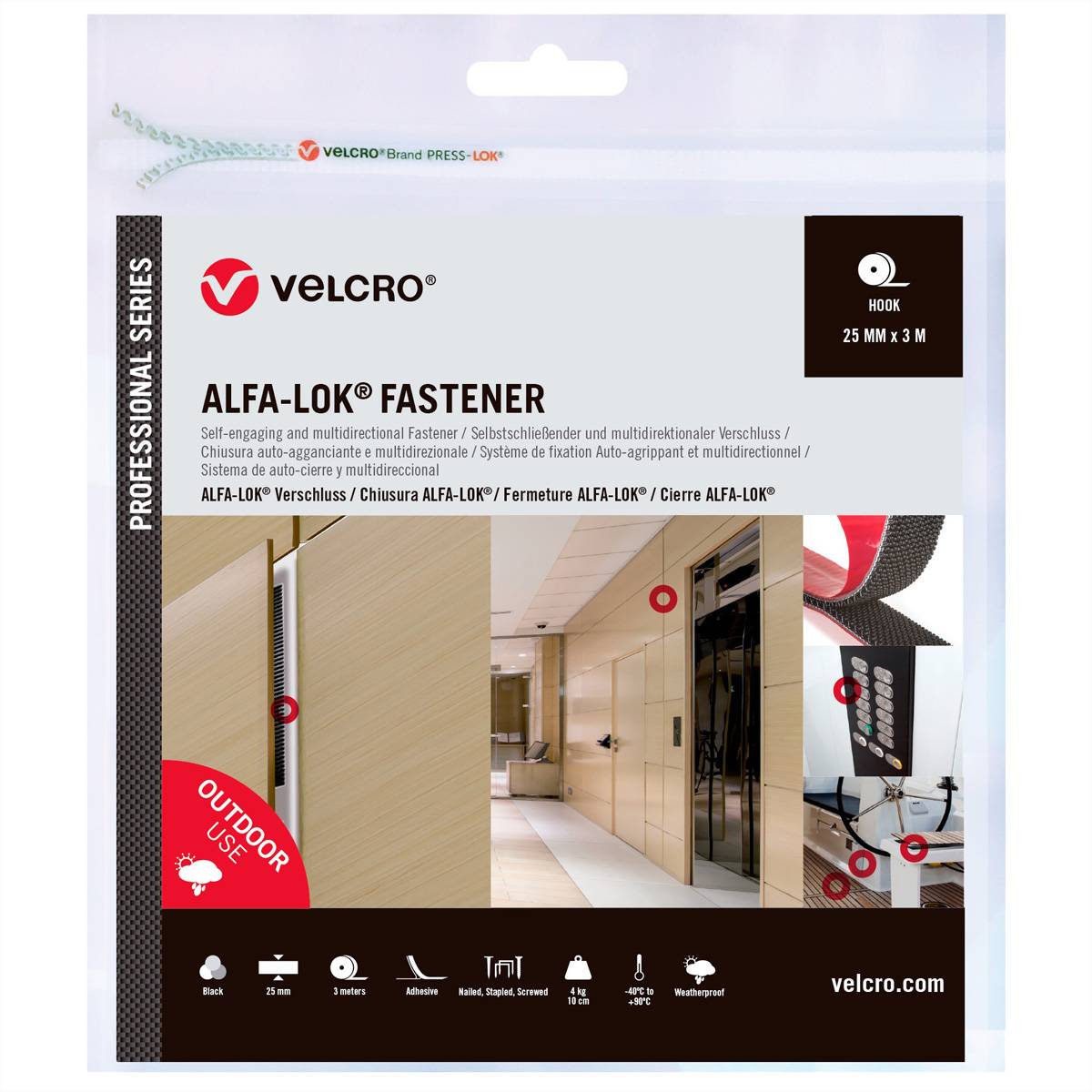VELCRO® VELCRO - Alfa-Lok Hakenband Schwrz VEL-PS20022 pásik so suchým zipsom čierna 1 ks-0