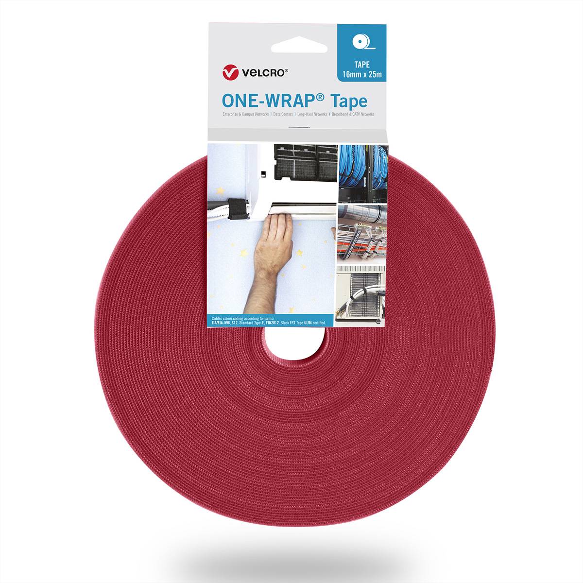 VELCRO  One Wrap Band 25m 10mm Rot VEL-OW64105 Klittenband (l x b) 25 m x 10 mm Rood 1 stuk(s)