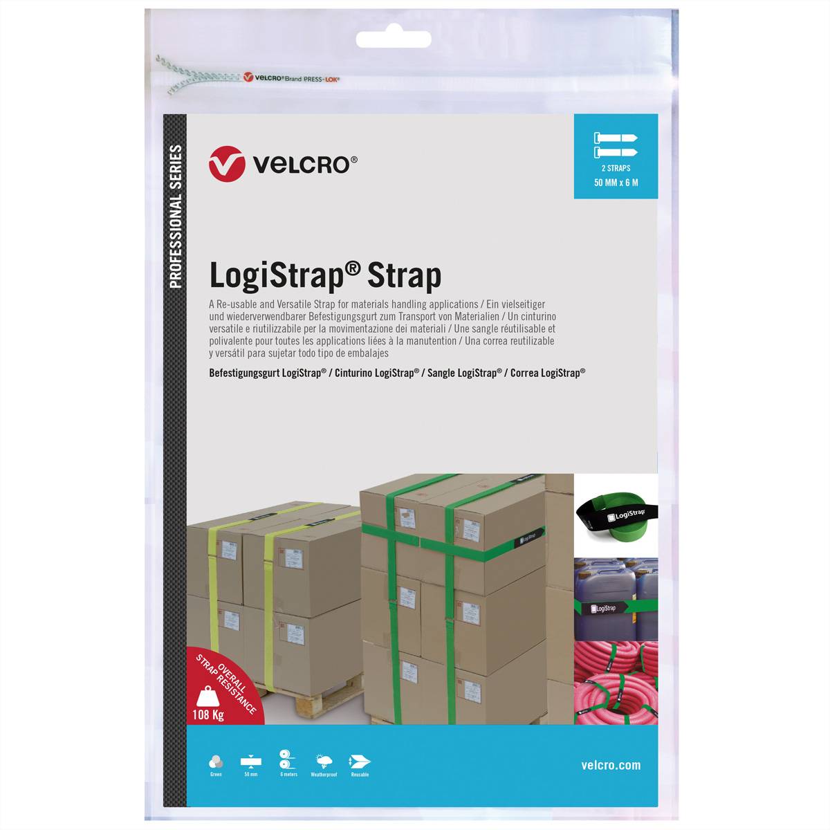 VELCRO  Logistrap x 2 St. Gr&uuml;n VEL-PS20025 Klittenbandriem Groen 1 stuk(s)