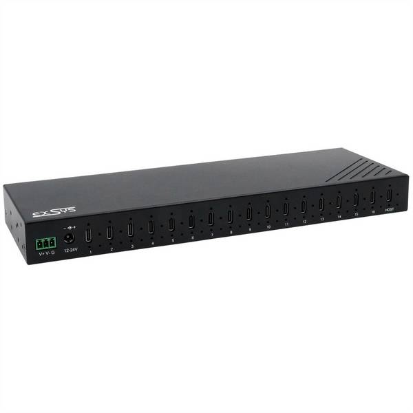 Exsys EXSYS - EX-12276HMS USB 3.2 Gen 2 Hub 16 x USB-C Anschlüsse 120W  USB Hub čierna