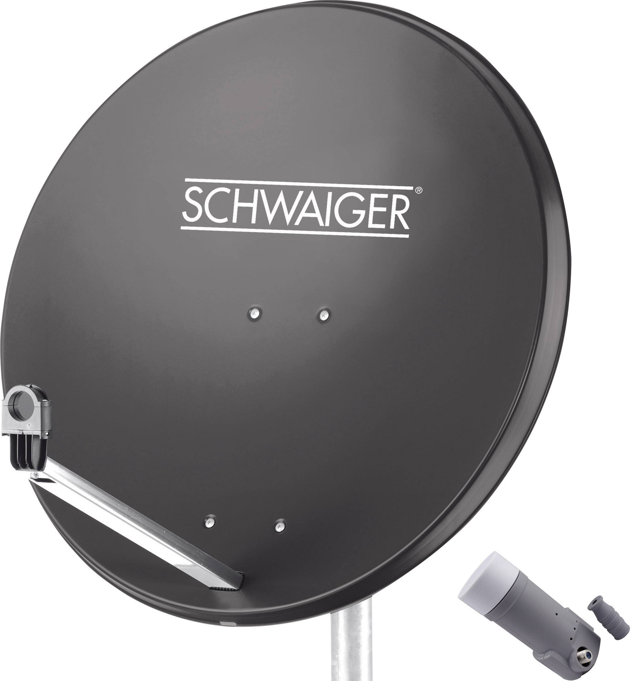 Satelitová parabola od Schwaiger so SBS (Single Block Converter) a držiakom.