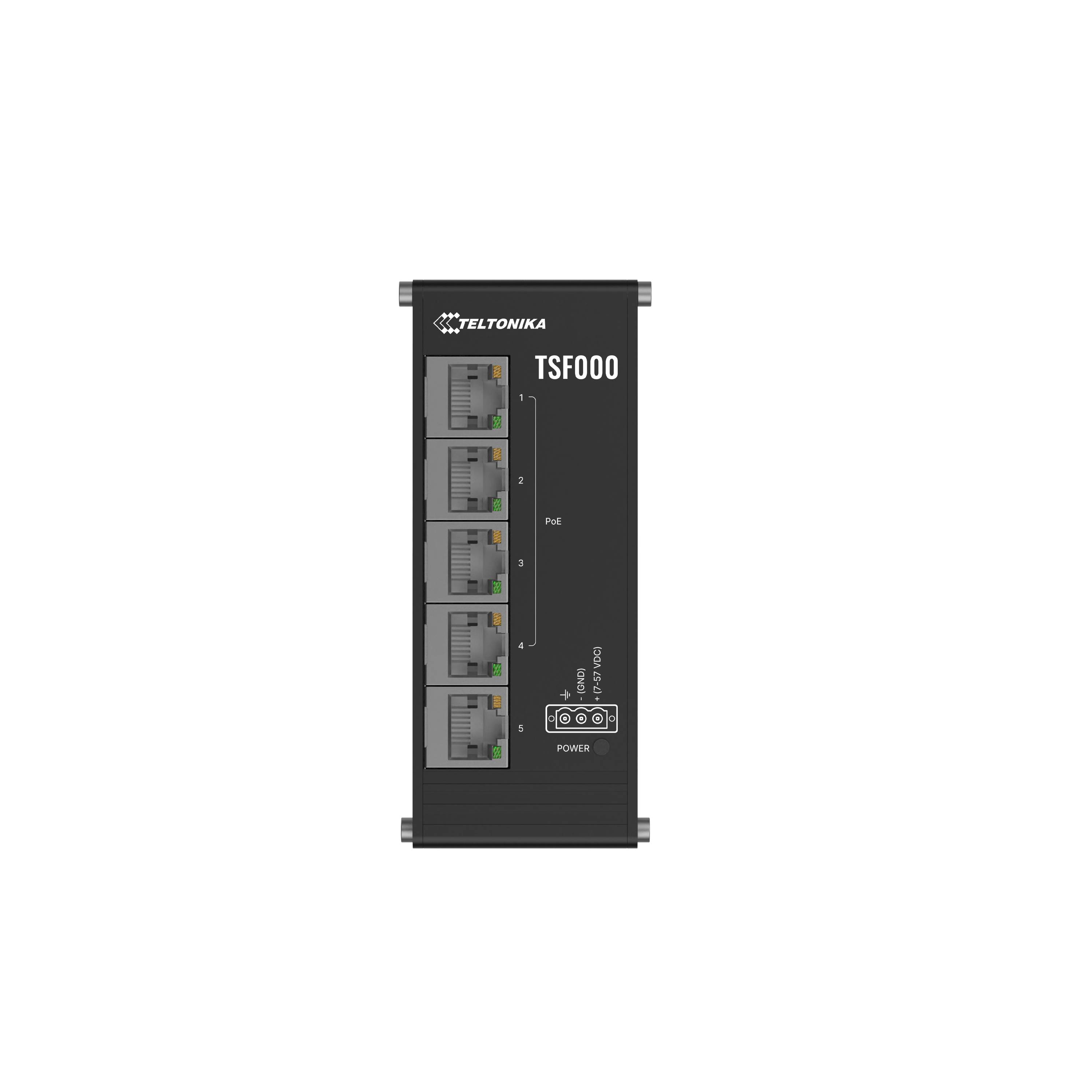 Teltonika TSF000 x5 ethernet ports. x4 PoE+ unmanaged flat ethernet sieťový switch-4