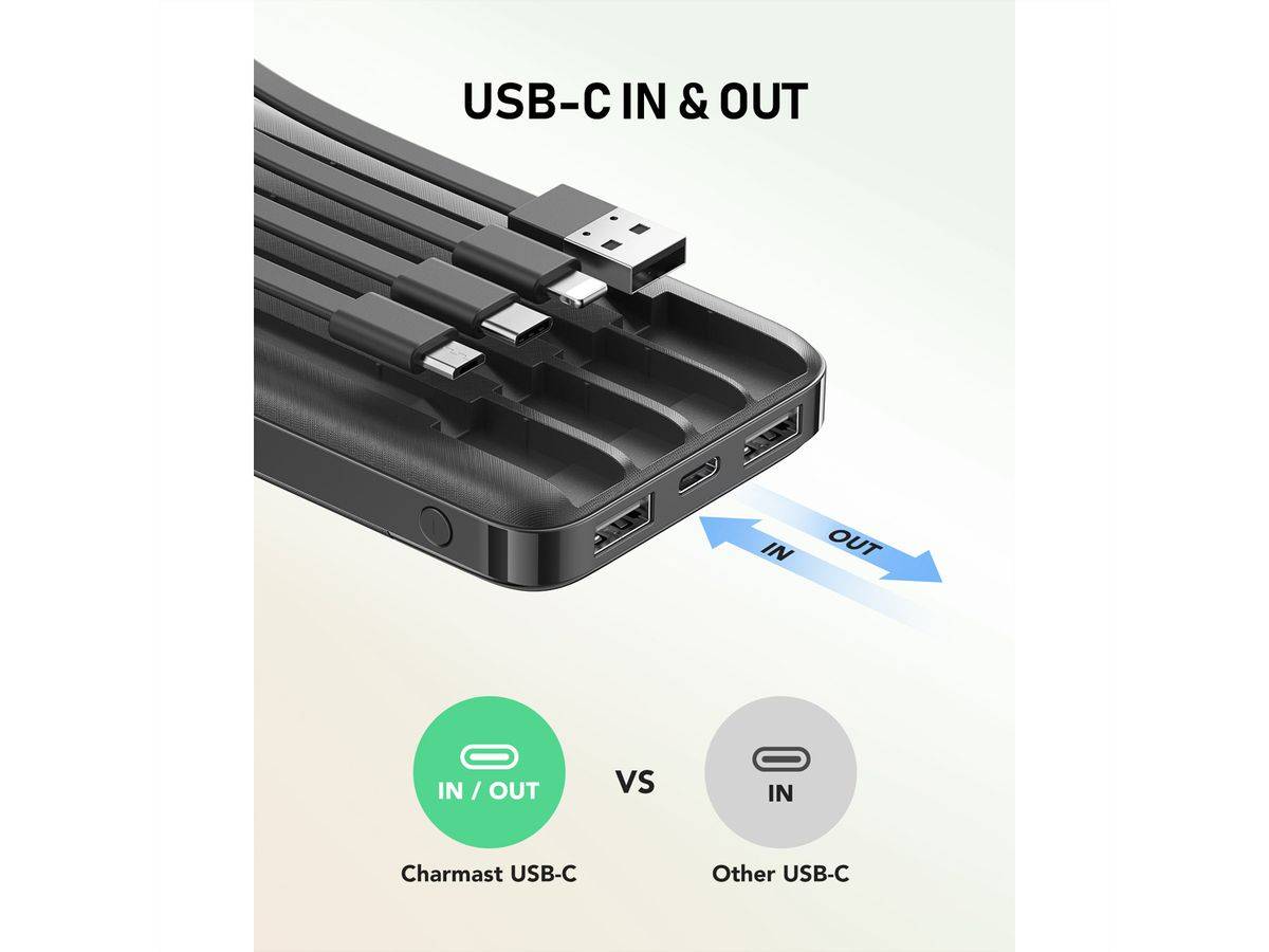 Charmast CHARMAST Powerbank W1148 10000mah black powerbanka čierna-4