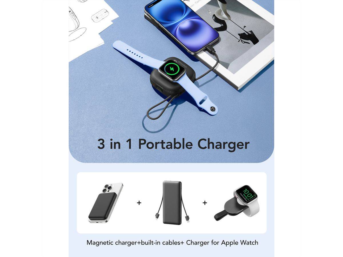 Charmast CHARMAST Powerbank W1205 10000mah black powerbanka Bezdrôtové nabíjanie Qi, čierna-3
