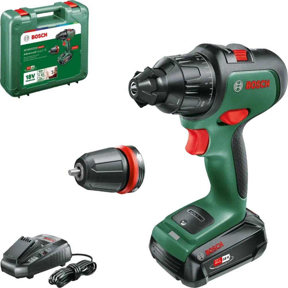 Bosch Home and Garden AdvancedImpact 18 aku príklepová vŕtačka, + akumulátor, + púzdro, vr. nabíjačky, 06039B5108-4