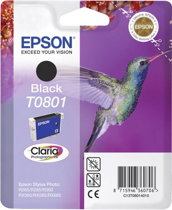 Epson T0801 atramenty originál náhradný Epson C13T08014011 čierna