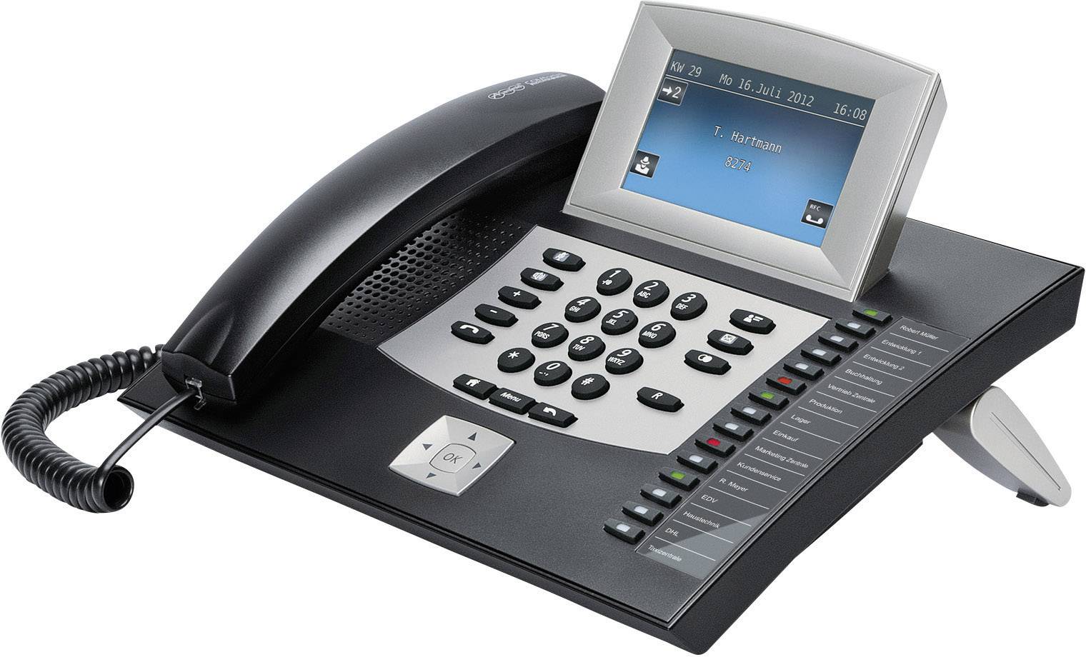 Auerswald COMfortel 2600 Sistema telefonico ISDN Segreteria telefonica, Collegamento cuffie Display touch Nero, Argento
