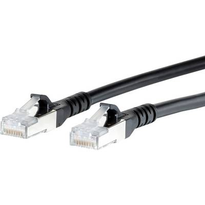 Čierny ethernetový kábel s dvoma konektormi RJ-45.