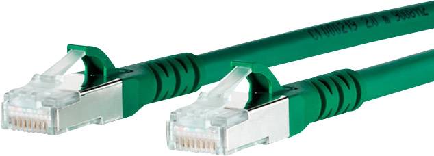 Dva zelené ethernetové káble s konektormi RJ45, vhodné pre sieťové aplikácie.