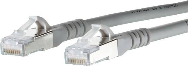 Dva sivé ethernetové káble s priehľadnými konektormi, ktoré sa bežne používajú na sieťové a internetové pripojenia.