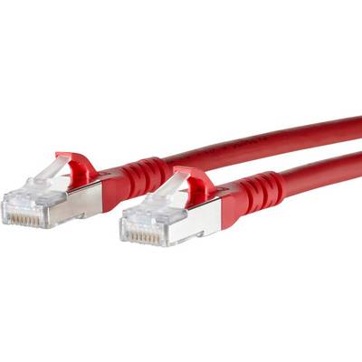Dva červené ethernetové káble s RJ-45 konektormi pre sieťové pripojenia na bielom pozadí.