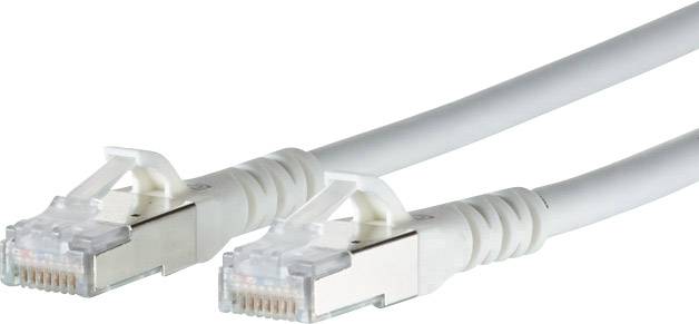 Dva biele ethernetové káble s RJ45 konektormi pre sieťové pripojenia.