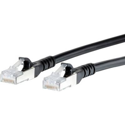 Dva čierne sieťové káble s konektormi RJ45, ktoré sa používajú na pripojenie zariadení do siete alebo internetu.