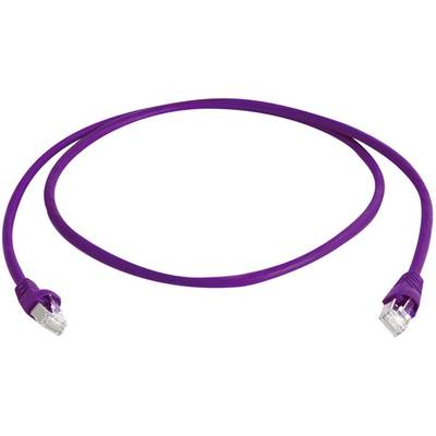 Fialový sieťový kábel s dvoma RJ45 konektormi pre ethernetové pripojenia.