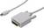 Biely kábel s mini DisplayPort konektorom a DVI zástrčkou na prepojenie počítačov s monitormi.