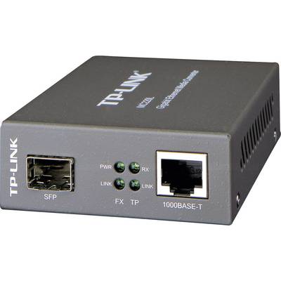 Sieťový mediakonvertor od TP-Link, model MC220L, s SFP portom a RJ45 portom, vhodný pre prepojenie optických vlákien s ethernetom.