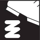 Symbol topánkovej podrážky nad vlnou, ktorý upozorňuje na šmykľavý povrch.