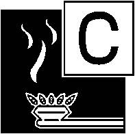 Symbol horiacej palice alebo sviečky s písmenom C. Ikona pre požiarny poplach alebo protipožiarnu ochranu.