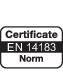 Štítok zobrazuje certifikát normy EN 14183