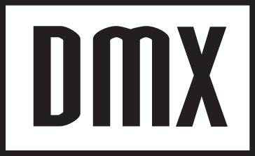 Nápis "DMX" v čiernom tučnom písme na bielom pozadí.