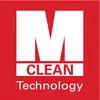 Logo spoločnosti M Clean Technology s veľkým bielym písmenom M na červenom pozadí. Pod ním je napísaný biely firemný názov.