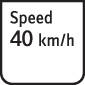 Dopravná značka s nápisom 'Rýchlosť 40 km/h' upozorňuje na obmedzenie rýchlosti na 40 km/h.