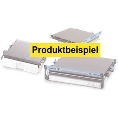 Niekoľko tonerov tlačiarne v rôznych polohách, v popredí so žltým bannerom s nápisom 'Príklad produktu'.