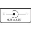 Symbol konektora s textom '0,75 x 2,35'.