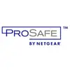 Logo 'ProSafe od Netgearu' v modrej a sivej farbe so štylizovaným písmenom 'P'