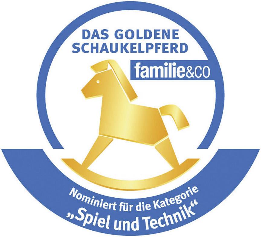 Ocenenie 'Zlatý hojdací koník', udelené magazínom 'familie&co', nominované v kategórii 'Hra a technika'.