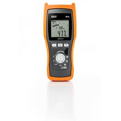 Digitalni merilni instrument z zaslonom, ki prikazuje '477'. Obdan z oranžnim ohišjem. Meri električne vrednosti, prikazuje avto- in izotest funkcije.