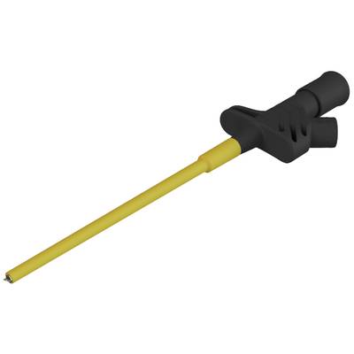 Kirurški instrument z dolgim rumenim ročajem in ergonomskim črnim držajem.