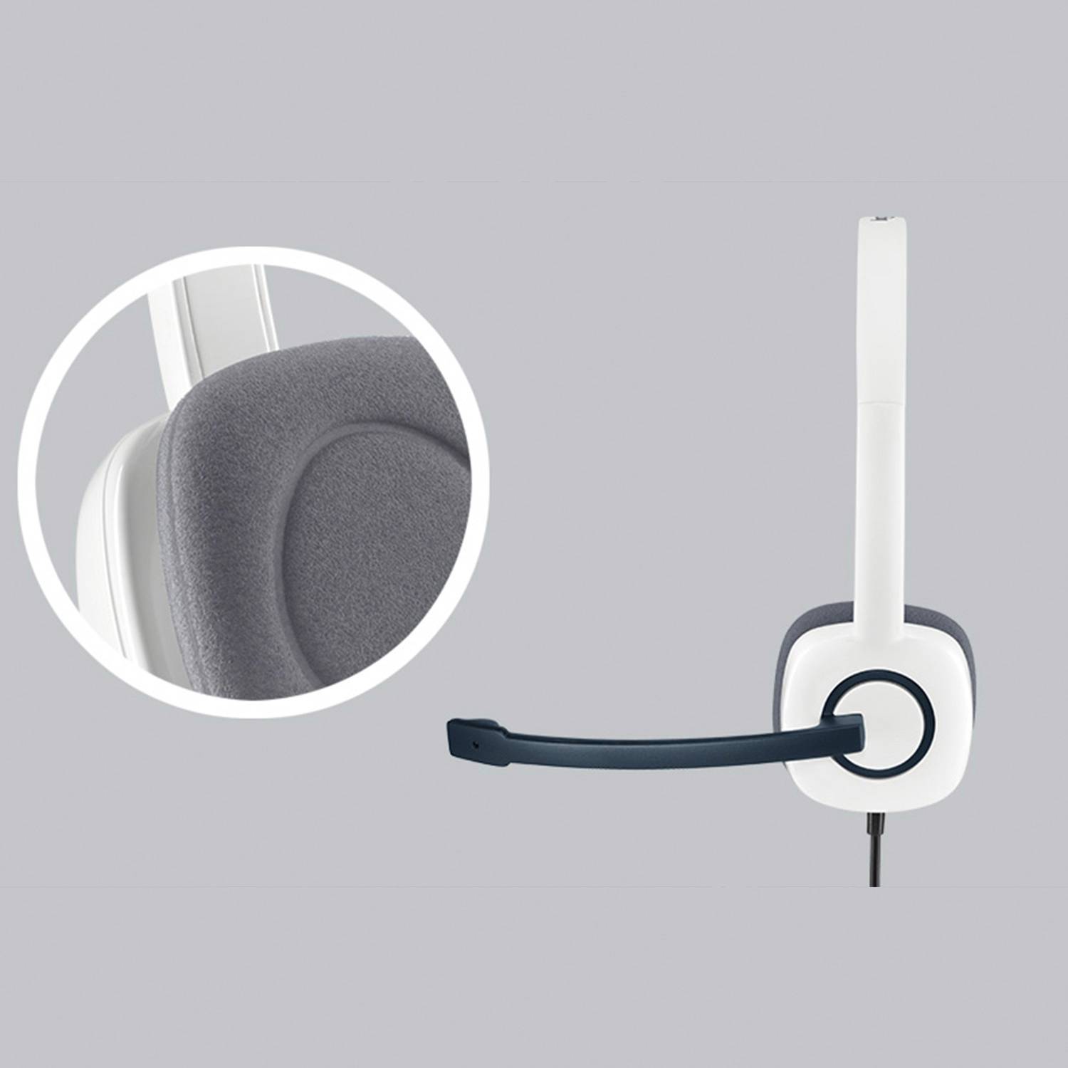 Stereo naglavne slušalke z mikrofonom Logitech H150, bele barve 981-000350-3