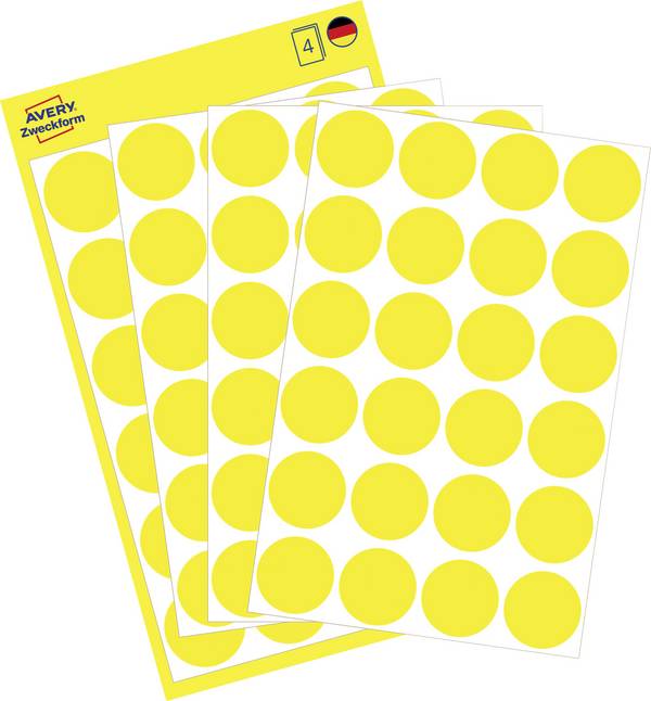 Avery-Zweckform 3007 označevalne točke Ø 18 mm rumena 96 kos permanentno papir