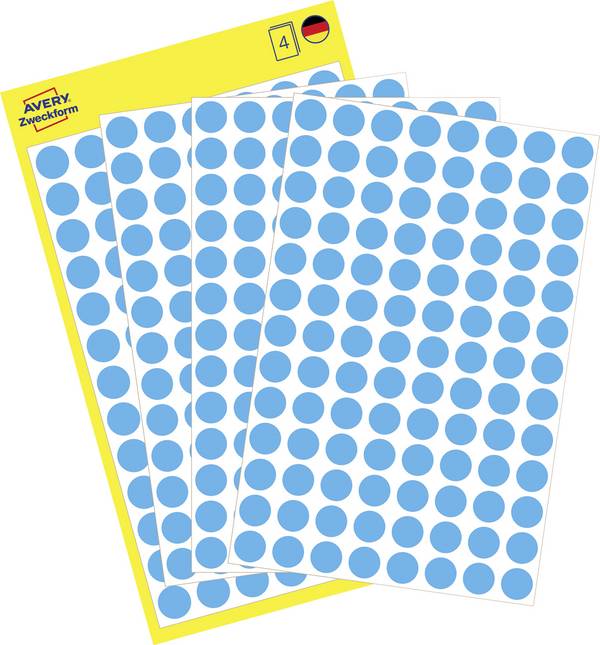 Avery-Zweckform 3011 označevalne točke Ø 8 mm modra 416 kos permanentno papir
