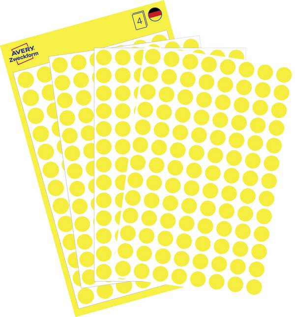 Avery-Zweckform 3013 označevalne točke Ø 8 mm rumena 416 kos permanentno papir