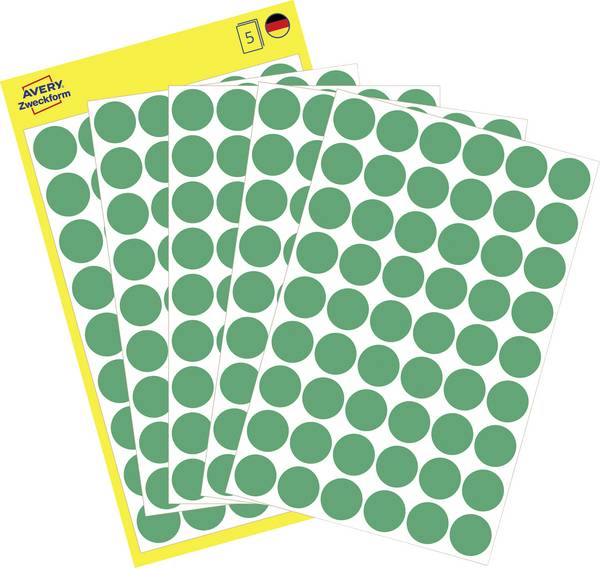 Avery-Zweckform 3143 označevalne točke Ø 12 mm zelena 270 kos permanentno papir