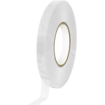 Kos bele lepilne / samolepilne trakove z delno odlepljeno nalepko, namenjen pritrjevanju ali zapiranju.
