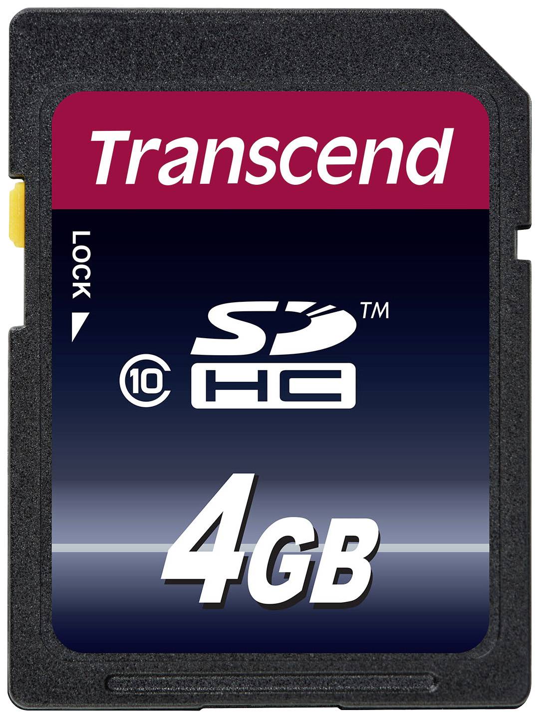 Kartica SD z napisom 'Transcend 4GB'. Zgoraj je vidna ikona 'Lock'.