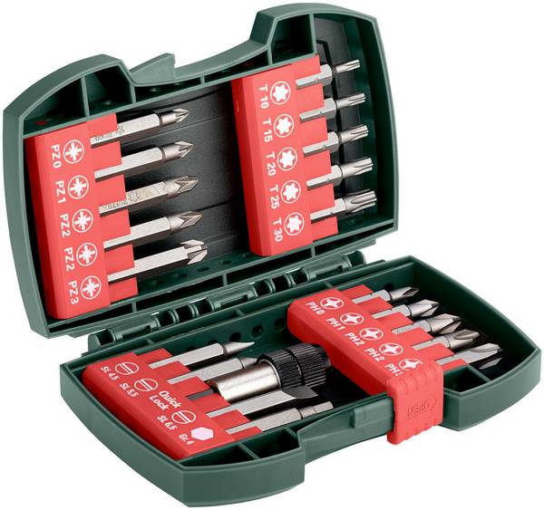 Metabo  630454000 komplet Bit-nastavkov 20-delni  ploščati, križni phillips, križni pozidriv, notranji šestrobi, notranji šestrobi (TX)