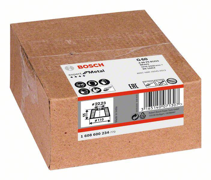 Brusni trak Bosch, G60, 100 kosov, 22,23 mm x 110 mm, primeren za obdelavo kovin. Pakiran v kartonski embalaži z navedbami proizvajalca.